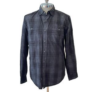 Harley-Davidson Black Grey Plaid Snap Front Shirt Men's Large Cotton